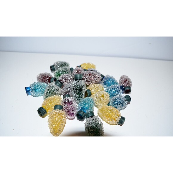 Vtg Christmas String Light covers Sugar Frost Bulb Snow yellow red blue green - Picture 2 of 5